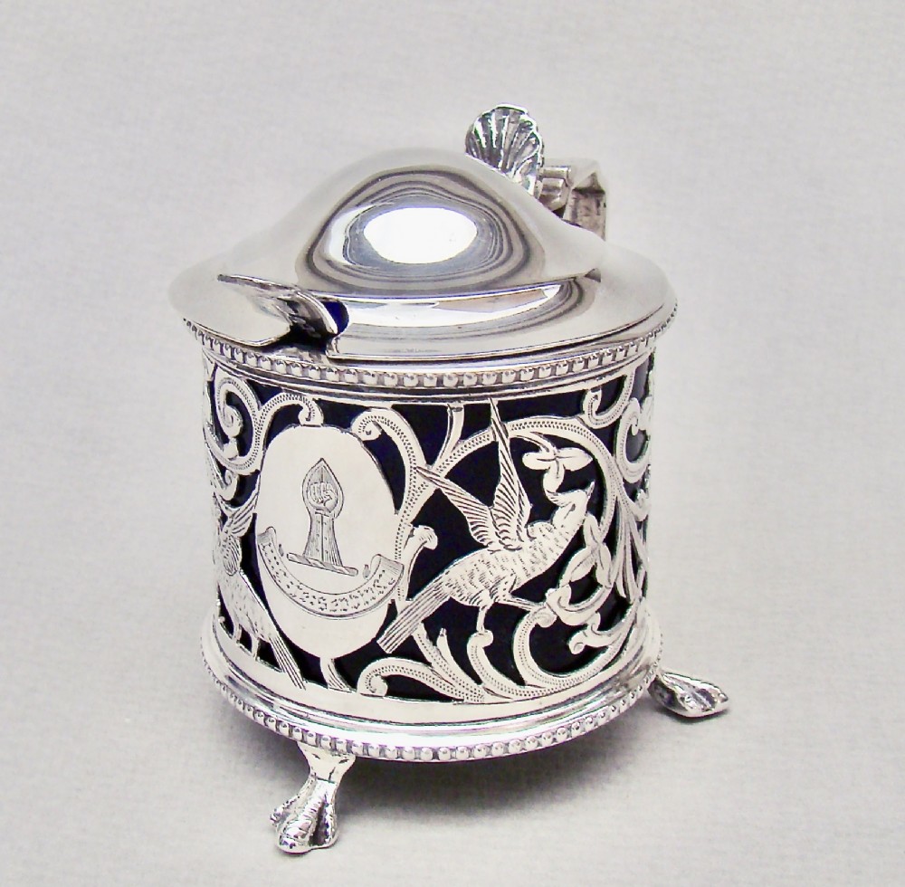 EXQUISITE EDWARDIAN SILVER MUSTARD POT BY CHARLES WEALE, BIRMINGHAM 1902
