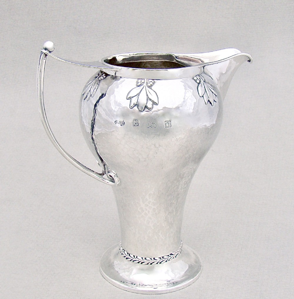 RARE A. E. JONES ARTS & CRAFT SILVER  JUG, BIRMINGHAM 1913