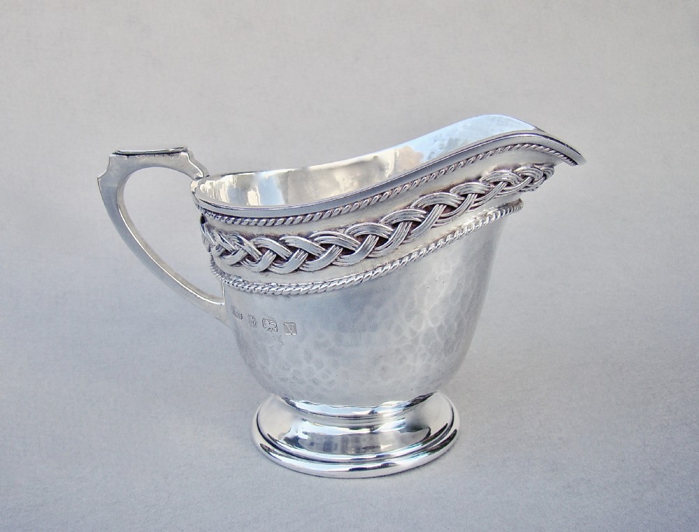 FABULOUS ARTS & CRAFT SILVER CREAM JUG BY A E JONES, BIRMINGHAM 1920