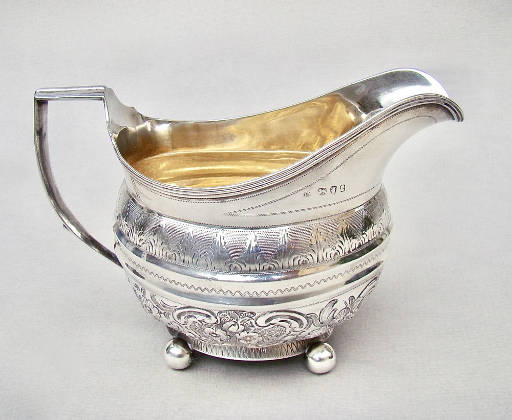 GEORGIAN SILVER CREAM JUG BY THOMAS WHITEHEAD, LONDON C.1820