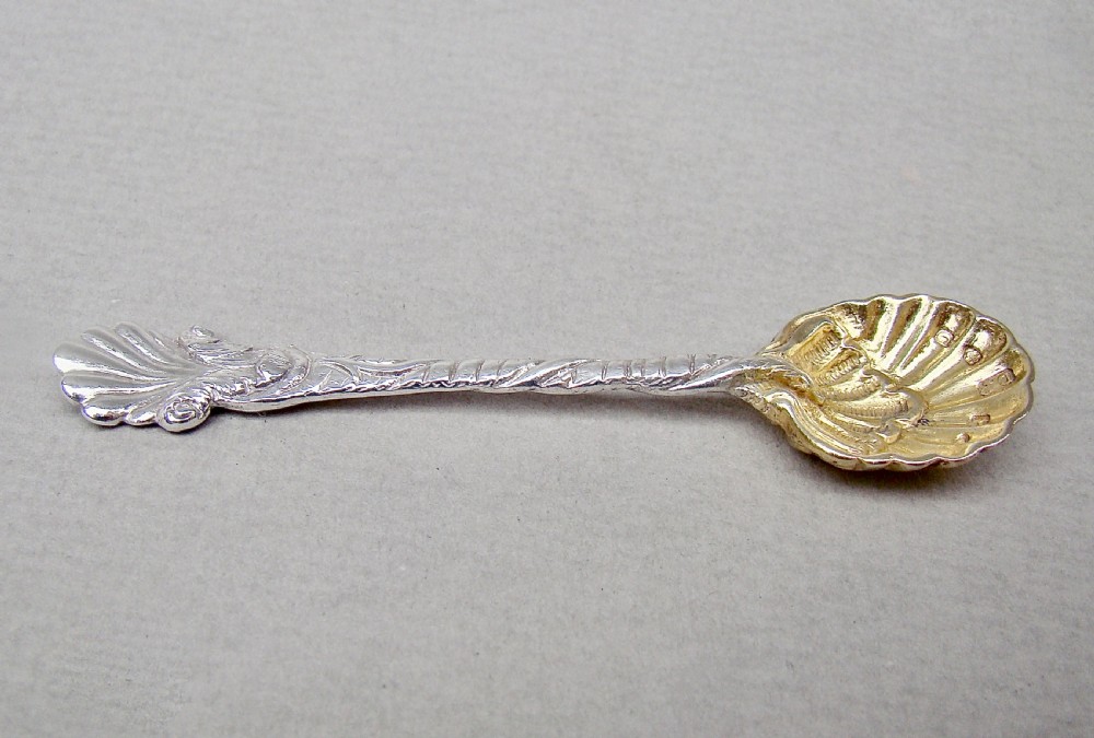 RARE CAST SILVER CONDIMENT SPOON BY DAVID PETTIFER, BIRMINGHAM 1851 View III