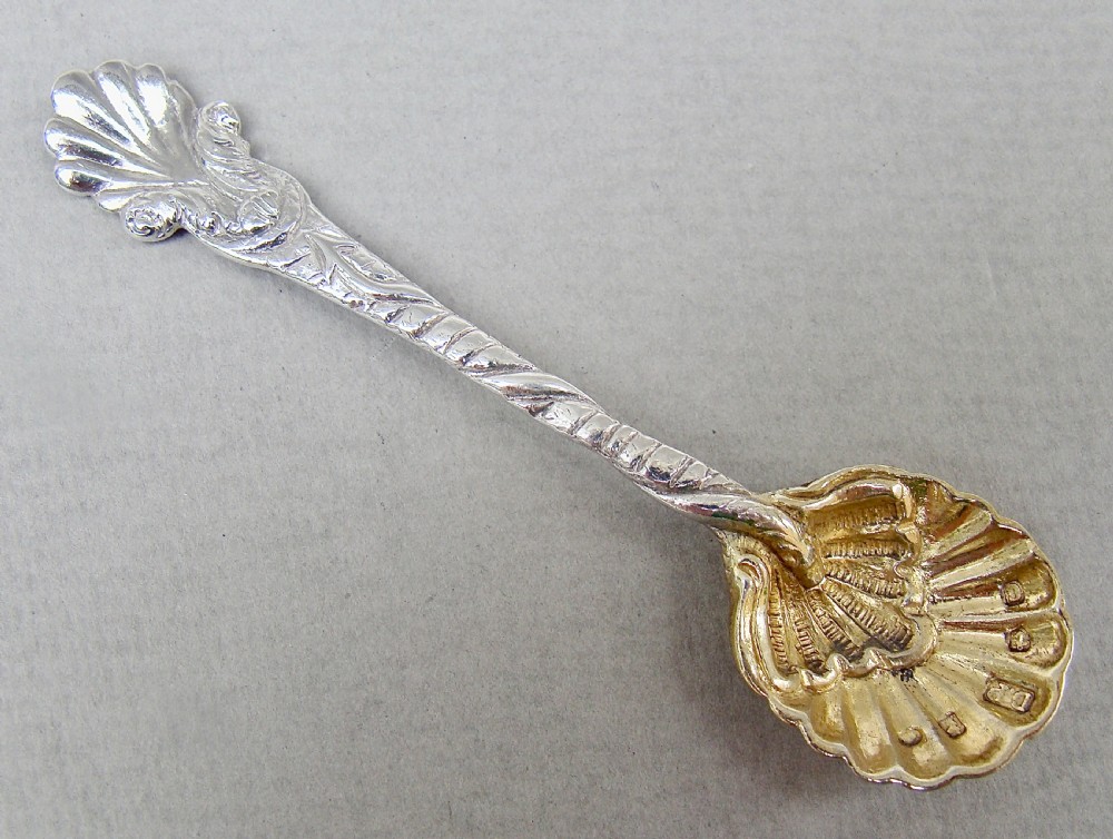 RARE CAST SILVER CONDIMENT SPOON BY DAVID PETTIFER, BIRMINGHAM 1851 View II