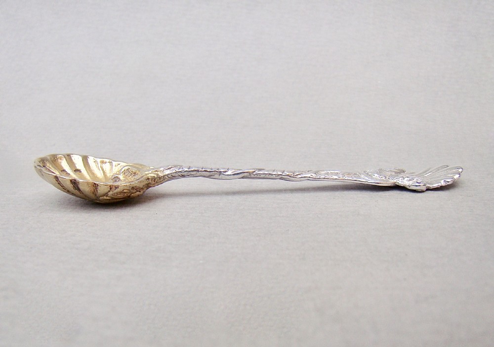 RARE CAST SILVER CONDIMENT SPOON BY DAVID PETTIFER, BIRMINGHAM 1851 View V
