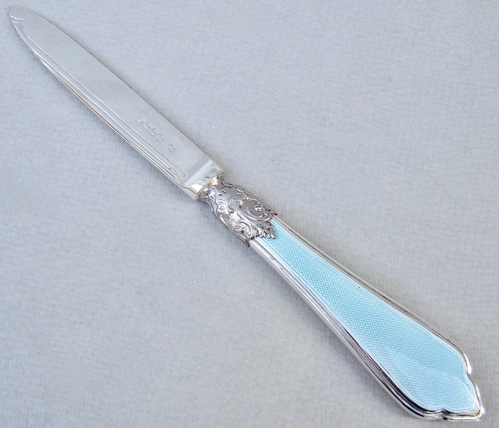 FABULOUS VICTORIAN SILVER AND GUILLOCHE ENAMEL LETTER OPENER BY WILLIAM HUTTON & SONS, LONDON 1885