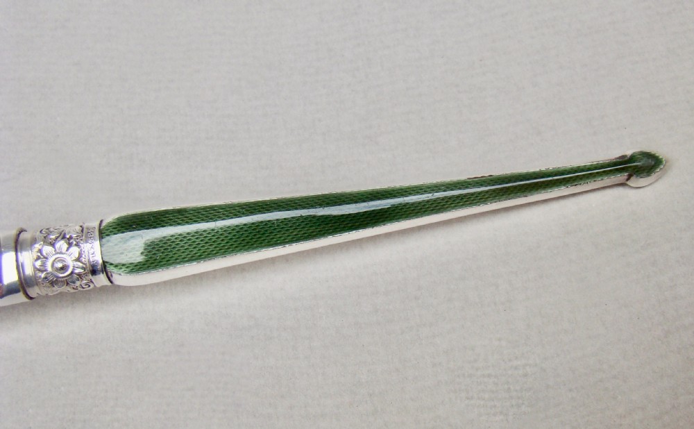 UNUSUAL VICTORIAN SILVER AND GUILLOCHE ENAMEL LETTER OPENER BY WILLIAM HUTTON & SONS, LONDON 1885 View III
