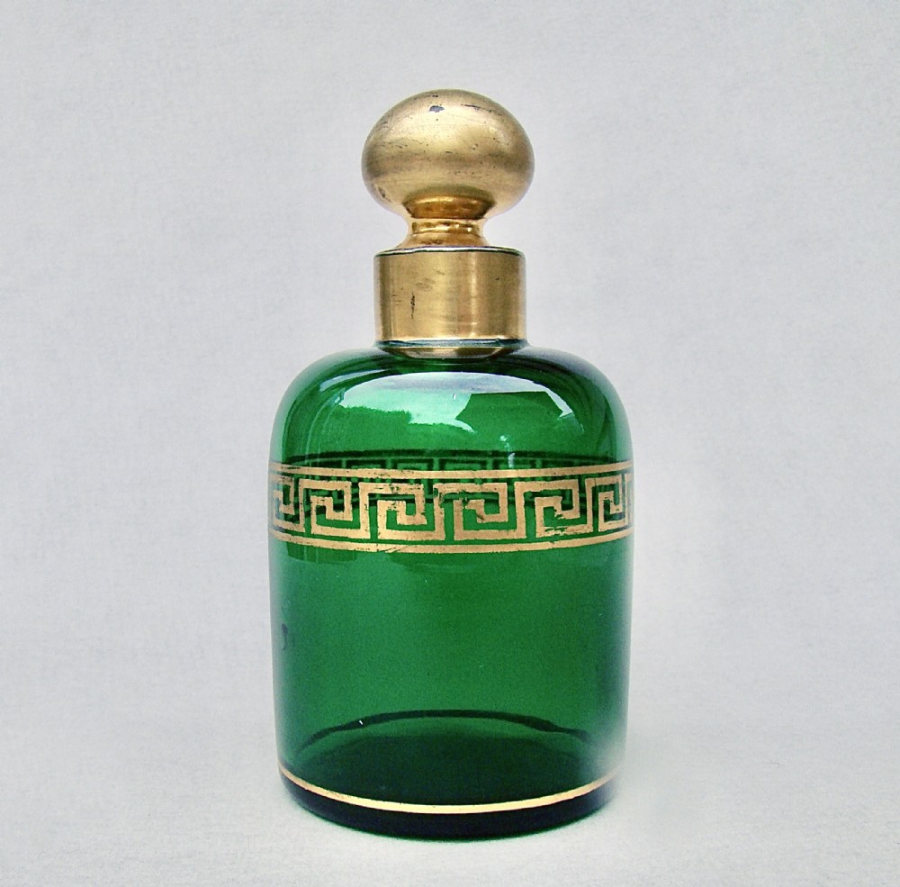 19TH CENTURY FRENCH GREEN & GILT GLASS SCENT BOTTLE, CIRCA 1880
