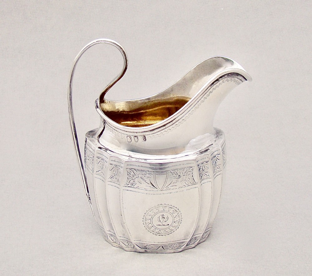GEORGIAN IRISH SILVER CREAM JUG , DUBLIN 1801