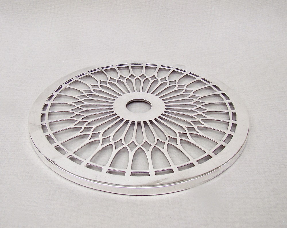 SILVER MOUNTED GLASS TEAPOT STAND BY THE ADIE BROTHERS, BIRMINGHAM 1924