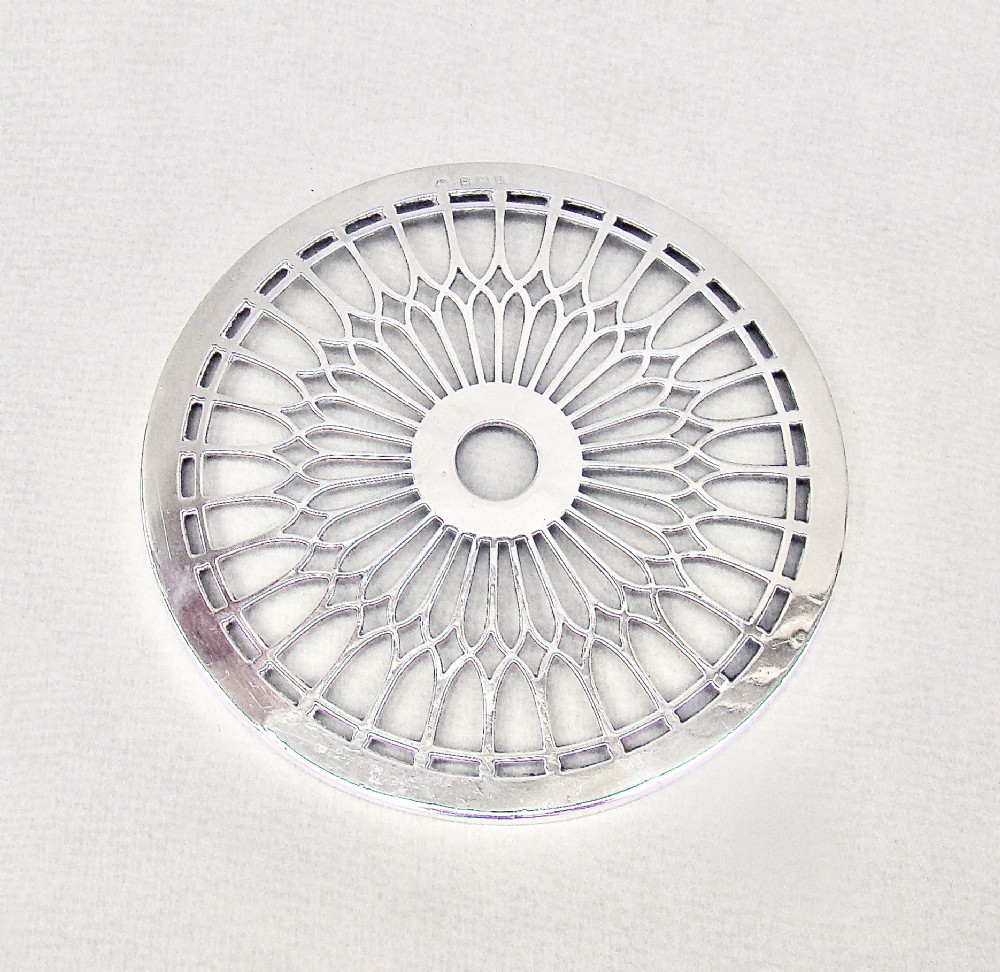 ART DECO SILVER MOUNTED GLASS TEAPOT STAND BY THE ADIE BROTHERS, BIRMINGHAM 1924
