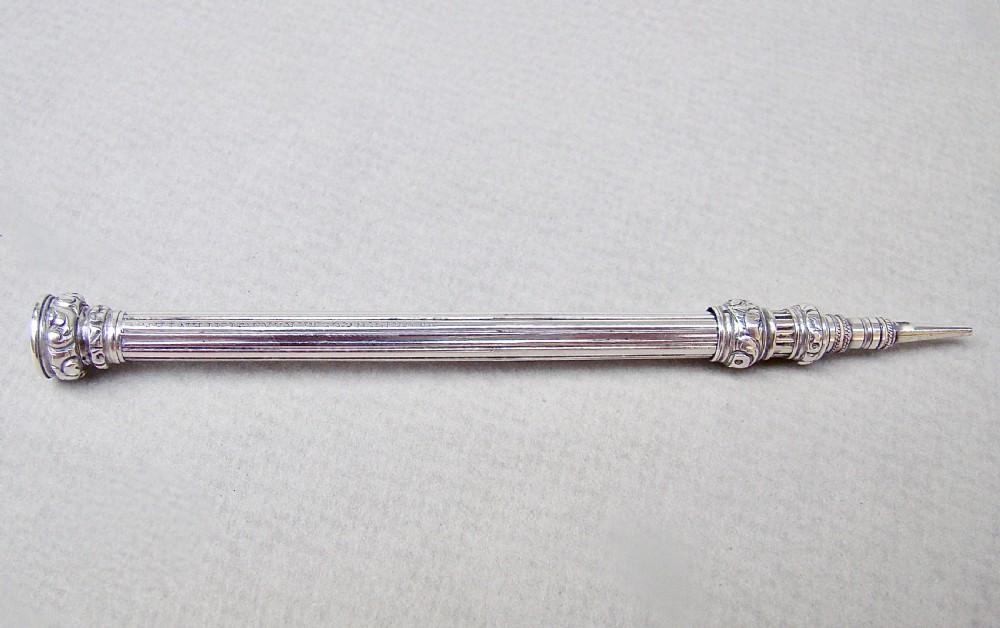SAMPSON MORDAN SILVER PROPELLING PENCIL WITH BLOODSTONE SEAL, CIRCA 1880