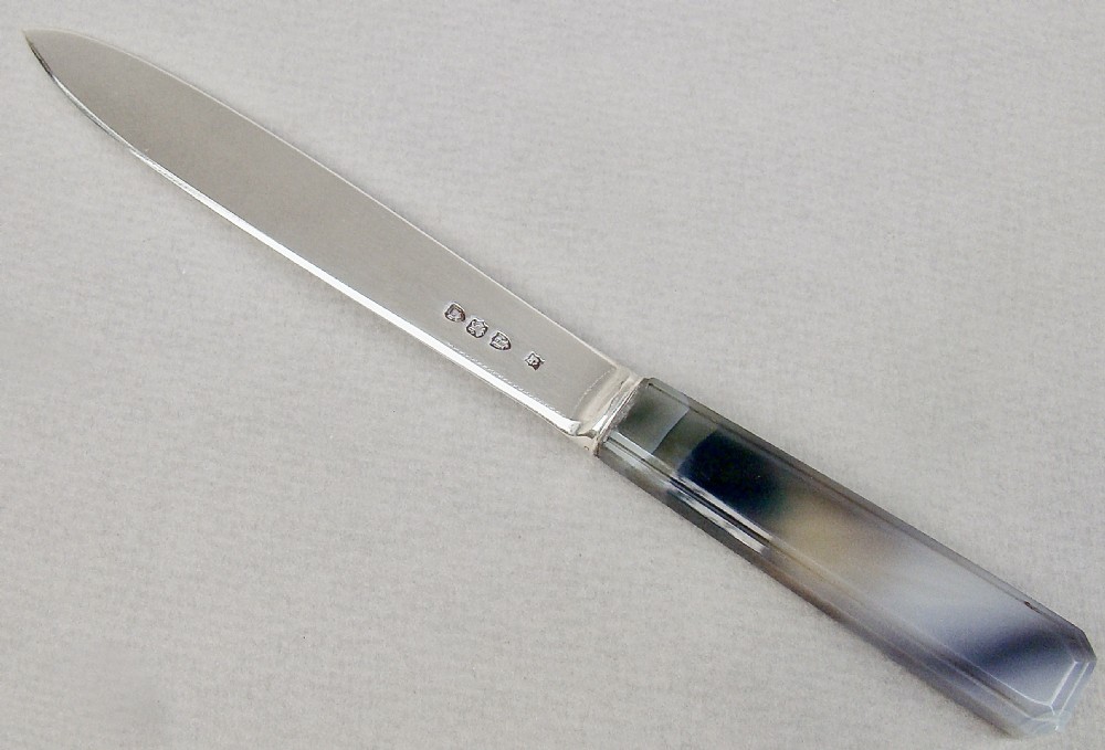 STUNNING VICTORIAN SILVER AND AGATE LETTER OPENER BY EDWARD HUTTON, LONDON 1892 View III