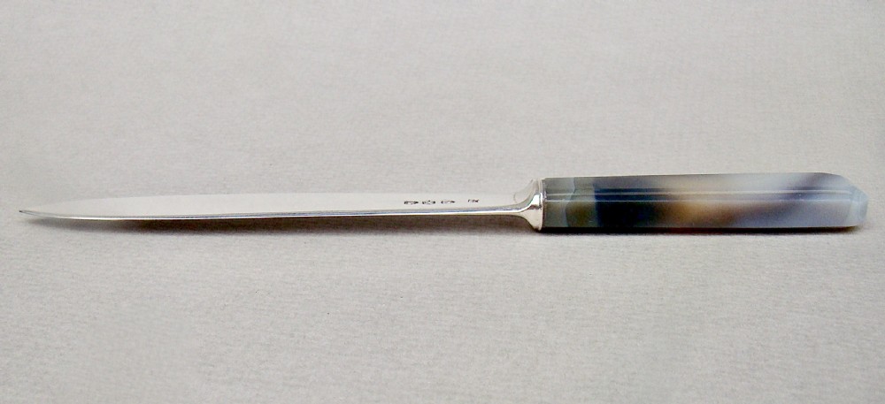 STUNNING VICTORIAN SILVER AND AGATE LETTER OPENER BY EDWARD HUTTON, LONDON 1892 View IV