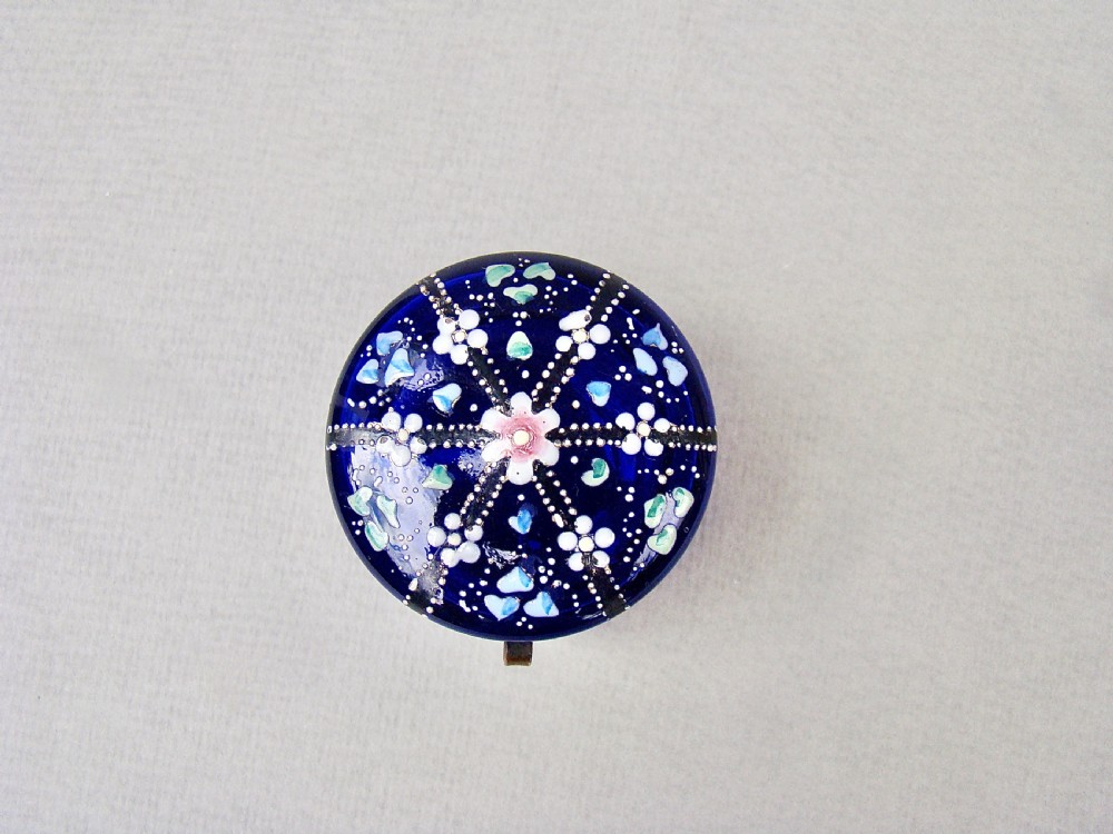 19TH CENTURY FRENCH ENAMELLED BRISTOL BLUE GLASS TRINKET BOX, CIRCA 1890 View IV