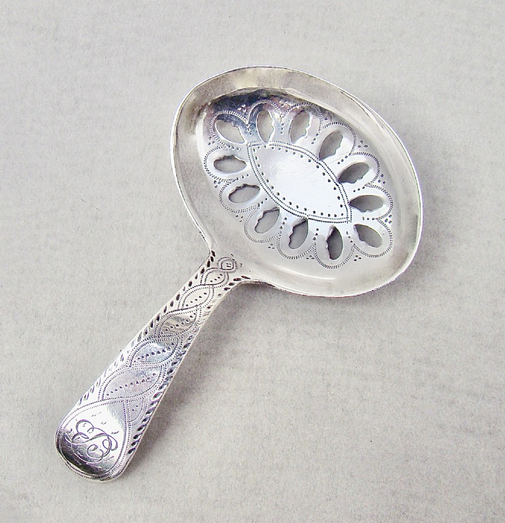 EXQUISITE GEORGIAN SILVER CADDY SPOON BY JOSEPH TAYLOR, BIRMINGHAM 1795