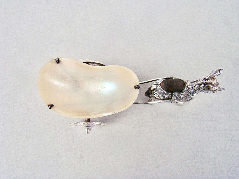 VERY RARE EDWARDIAN NOVELTY SILVER DONKEY & CART PIN CUSHION BY SYDNEY & CO, BIRMINGHAM 1909
 View IV