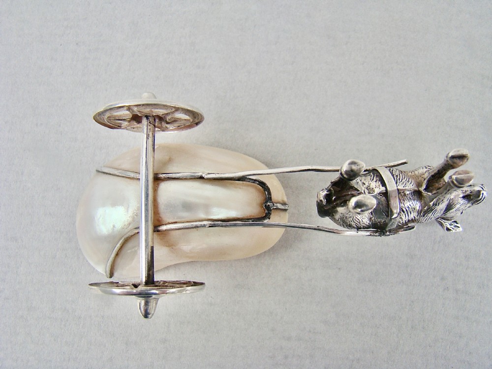 VERY RARE EDWARDIAN NOVELTY SILVER DONKEY & CART PIN CUSHION BY SYDNEY & CO, BIRMINGHAM 1909
 View VII