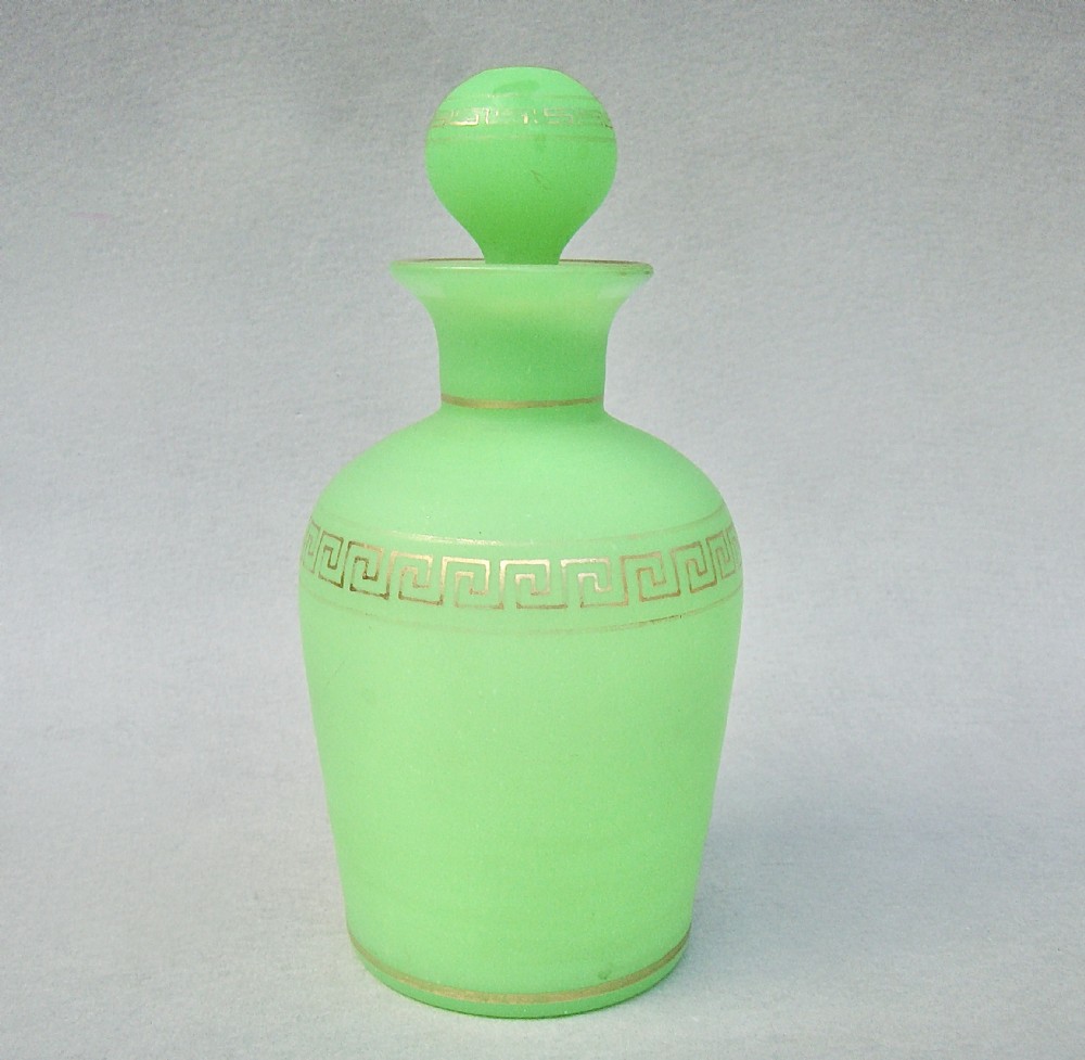 RARE FRENCH URANIUM OPALINE & GILT GLASS SCENT BOTTLE, CIRCA 1880