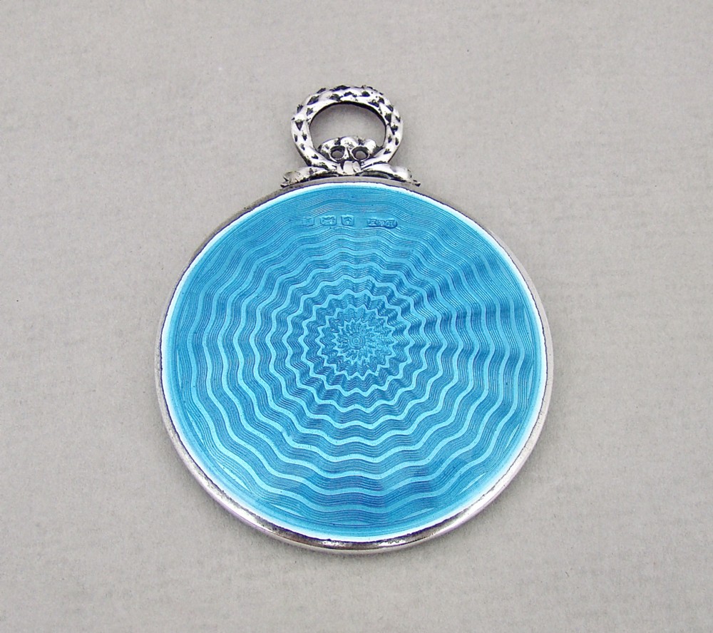 FABULOUS ART DECO SILVER & ENAMEL PURSE MIRROR BY HARRISON & HIPWOOD, BIRMINGHAM 1925