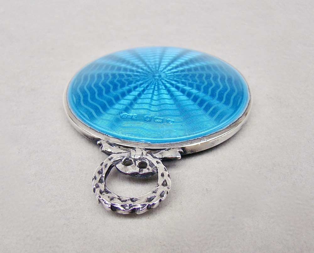 FABULOUS ART DECO SILVER & ENAMEL PURSE MIRROR BY HARRISON & HIPWOOD, BIRMINGHAM 1925 View IV