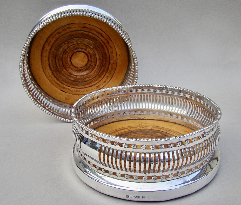 FABULOUS PAIR OF EARLY VICTORIAN SILVER PLATED WINE COASTERS BY HAWKSWORTH, EYRE & CO, SHEFFIELD CIRCA 1840