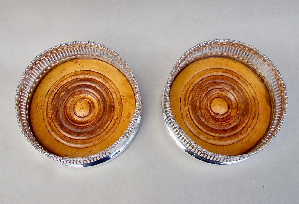 FABULOUS PAIR OF EARLY VICTORIAN SILVER PLATED WINE COASTERS BY HAWKSWORTH, EYRE & CO, SHEFFIELD CIRCA 1840 View II
