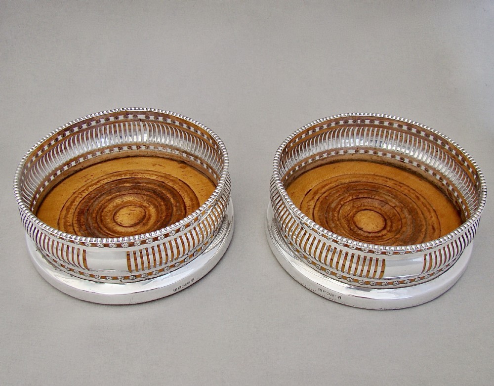 FABULOUS PAIR OF EARLY VICTORIAN SILVER PLATED WINE COASTERS BY HAWKSWORTH, EYRE & CO, SHEFFIELD CIRCA 1840 View III
