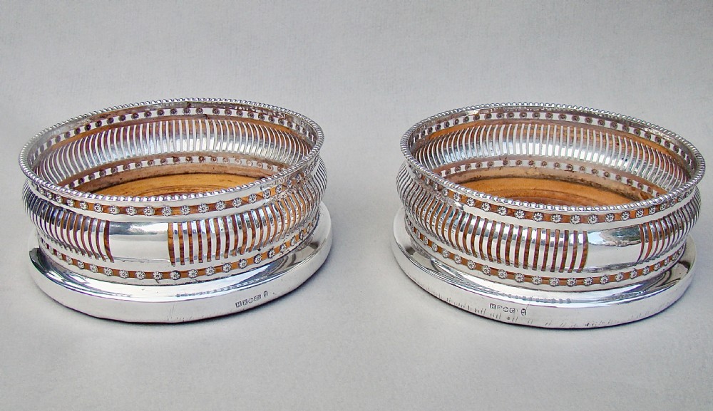 FABULOUS PAIR OF EARLY VICTORIAN SILVER PLATED WINE COASTERS BY HAWKSWORTH, EYRE & CO, SHEFFIELD CIRCA 1840 View IV