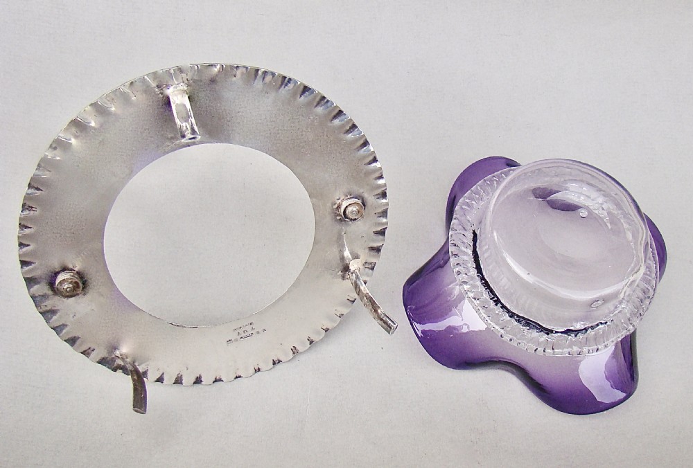 EXQUISITE VICTORIAN SILVER PLATED AND AMETHYST GLASS SWEET MEAT DISH, CIRCA 1890 View IV