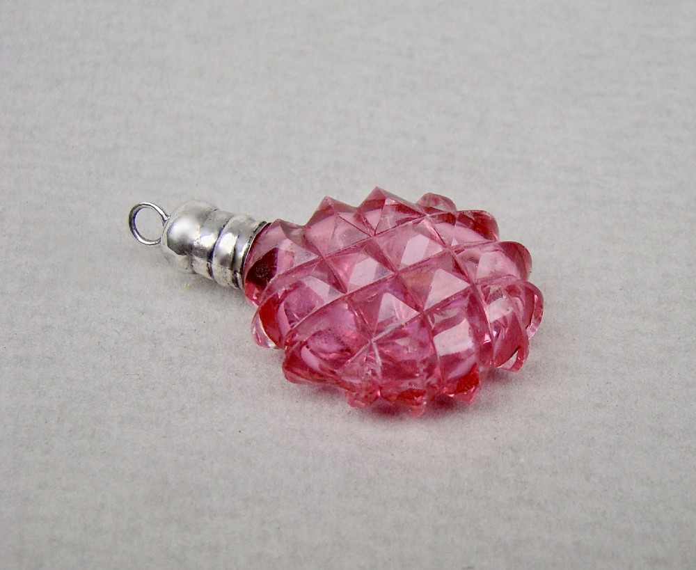 RARE MINIATURE SILVER & CUT GLASS CHATELAINE SCENT BOTTLE, CIRCA 1860 View IV