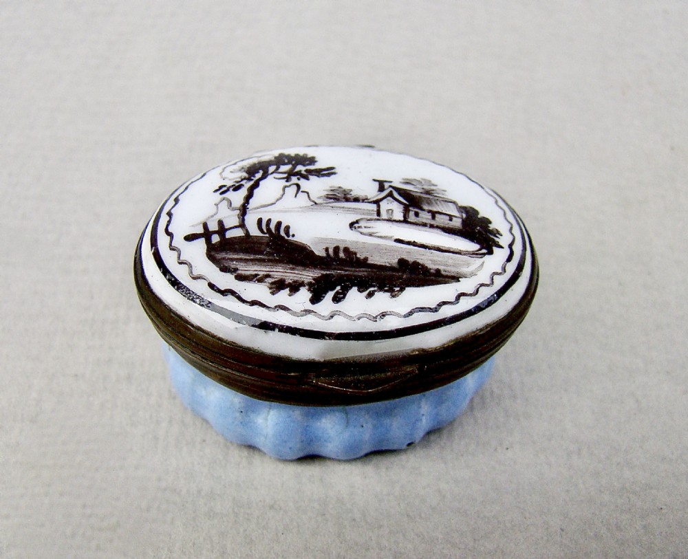 UNUSUAL GEORGIAN BILSTON ENAMEL PATCH BOX, CIRCA 1780
