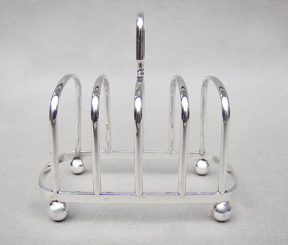 GOOD GEORGE V  SOLID SILVER TOAST RACK BY J. B. CHATTERLEY & SONS, LONDON 1935 View III