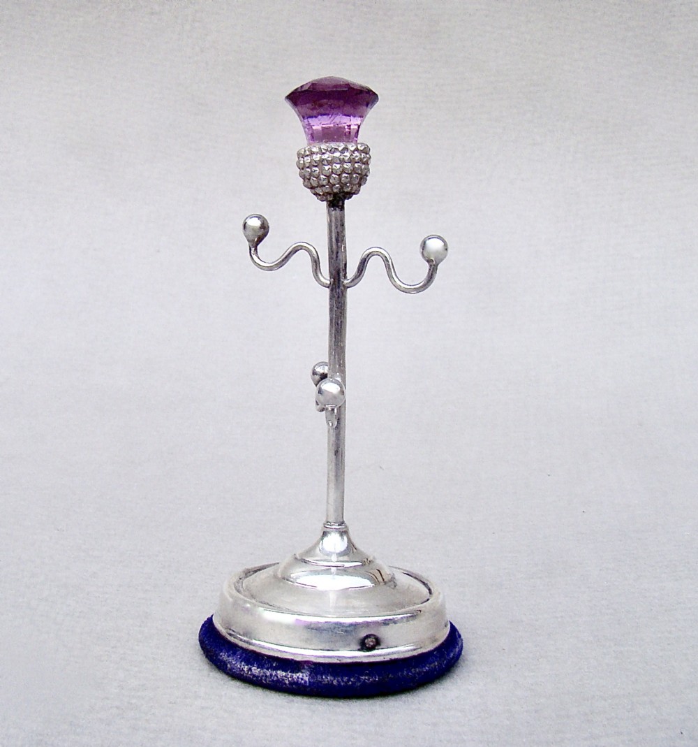 DELIGHTFUL EDWARDIAN SILVER  RING TREE BY ADIE & LOVEKIN, BIRMINGHAM 1907
