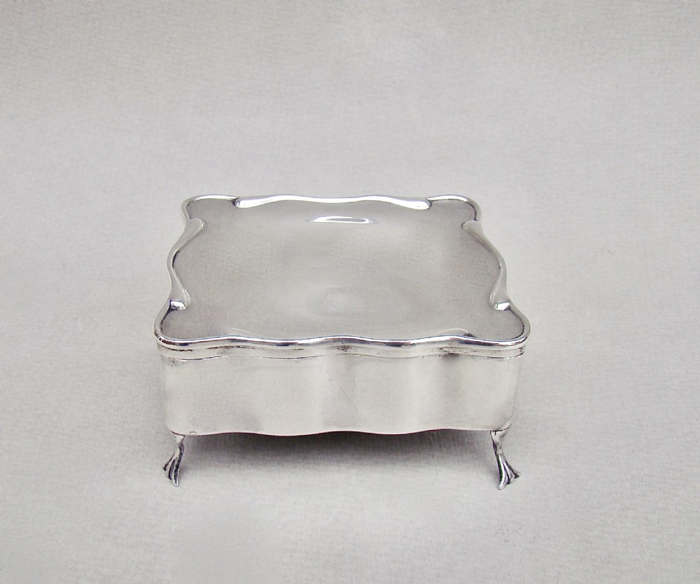 EXQUISITE EDWARDIAN SILVER JEWELLERY BOX BY A & J ZIMMERMAN, BIRMINGHAM 1906