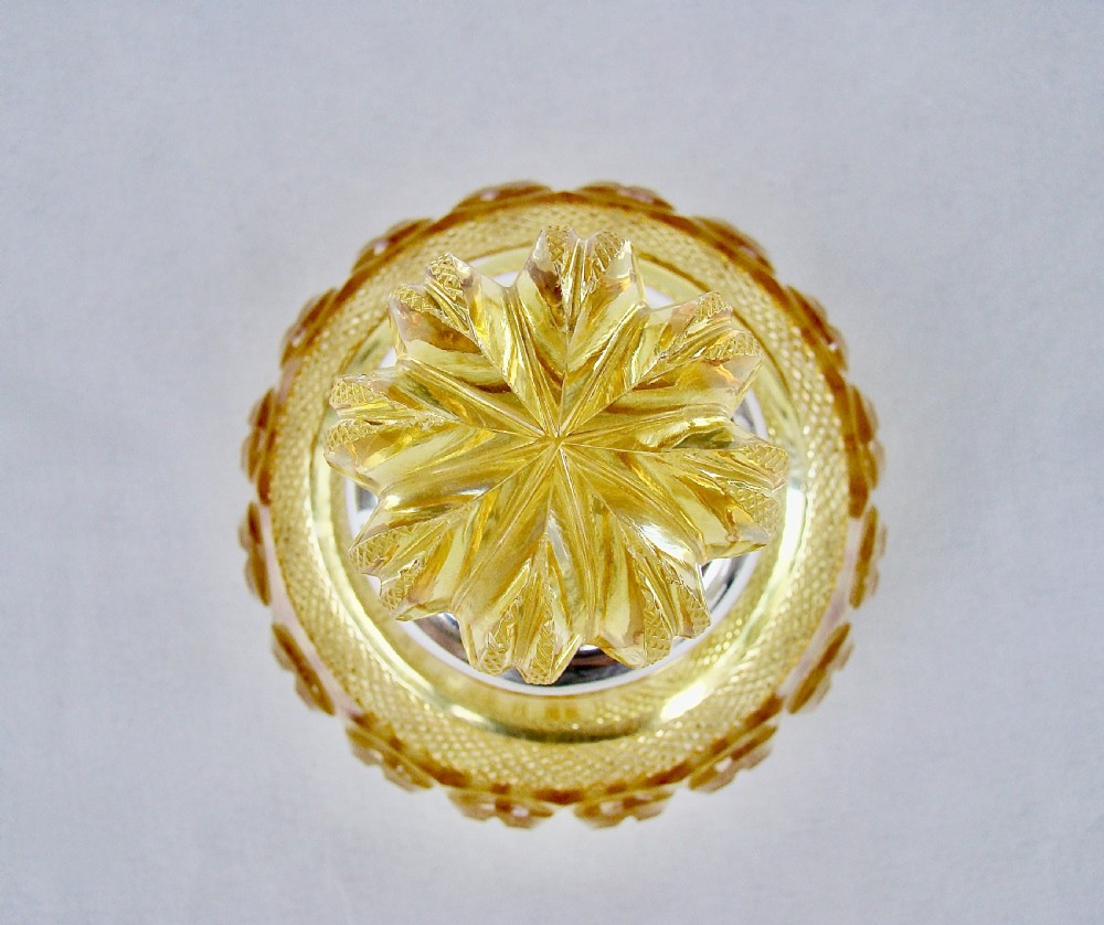 FABULOUS VICTORIAN SILVER MOUNTED SLICED-CUT CITRINE GLASS SCENT BOTTLE, BIRMINGHAM 1897 View III