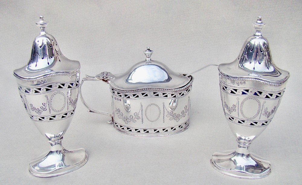 ELEGANT GEORGIAN REVIVAL CONDIMENT SET BY WILLIAM COMYNS, LONDON 1934