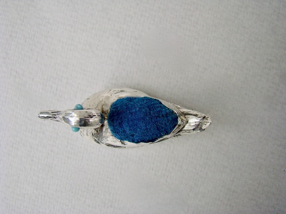 EXQUISITE EDWARDIAN SILVER DUCK PIN CUSHION BY SYDNEY & CO, BIRMINGHAM 1908 View V