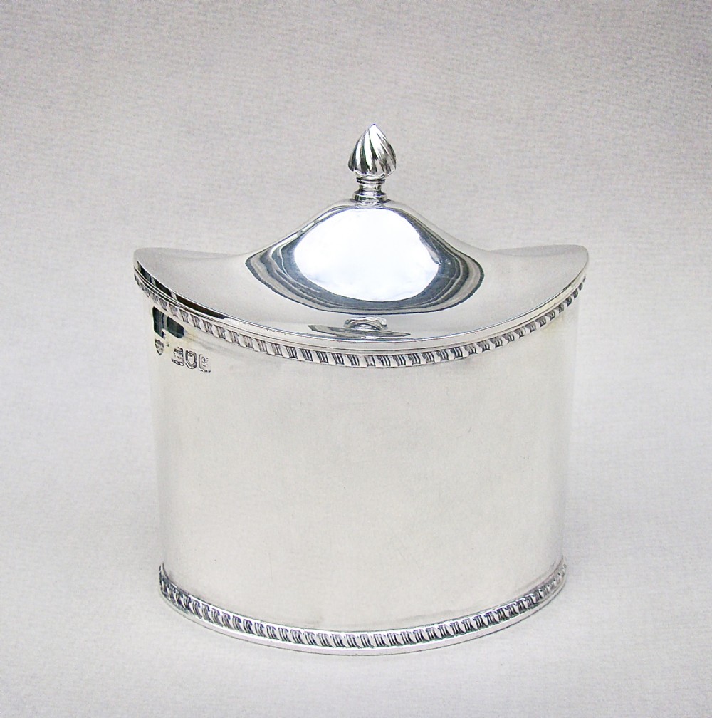 SUPERB EDWARDIAN SILVER TEA CADDY BY THE HASELER BROTHERS, LONDON 1902