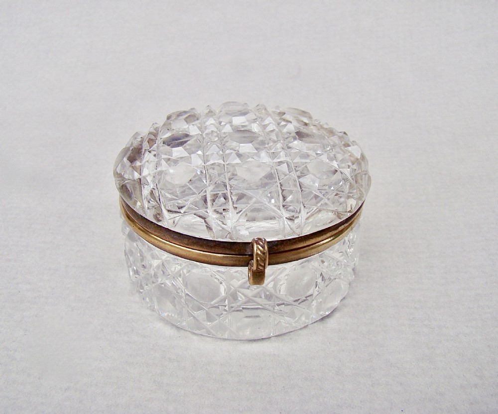 UNUSUAL 19TH C. FRENCH HOBNAIL-CUT GLASS TRINKET BOX , CIRCA 1890
