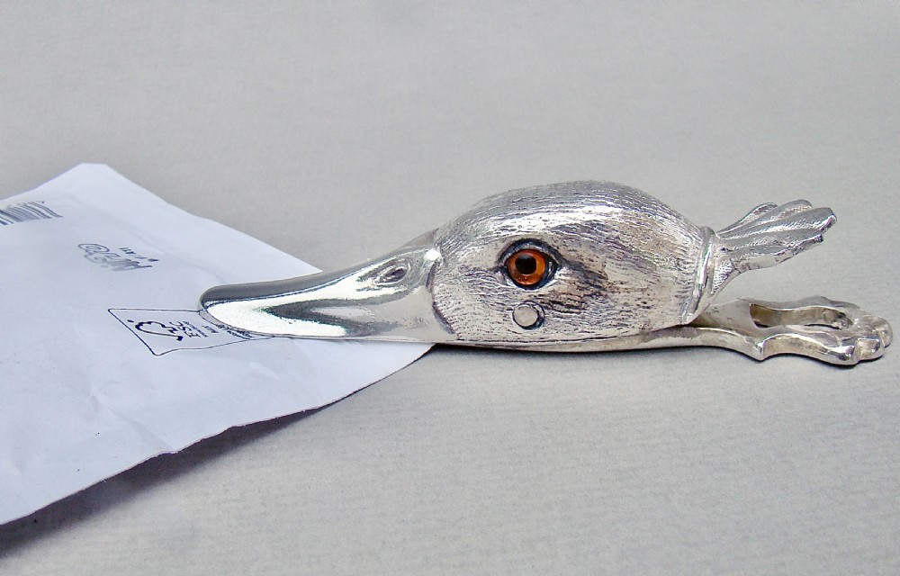 NOVELTY SILVER PLATED DUCK HEAD PAPER CLIP, CIRCA 1920
 View IV