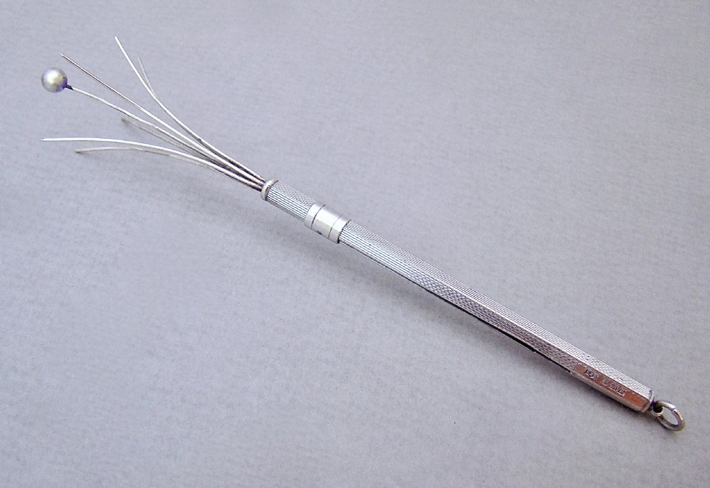 MID-CENTURY STERLING SILVER COCKTAIL SWIZZLE STICK BY ROSE & SON, BIRMINGHAM 1958