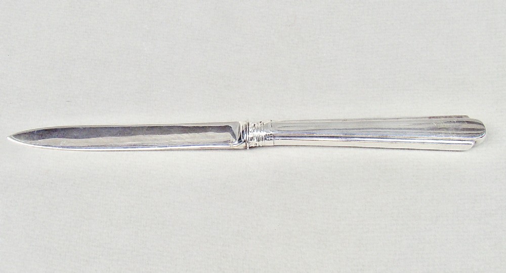 STUNNING SILVER AND GUILLOCHE ENAMEL LETTER OPENER BY MARTIN HALL & CO, SHEFFIELD 1900
 View V