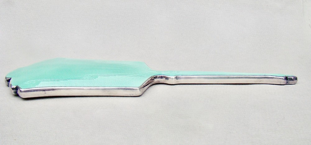 ART DECO SILVER PLATED GUILLOCHE ENAMEL HAND MIRROR, CIRCA 1930 View III