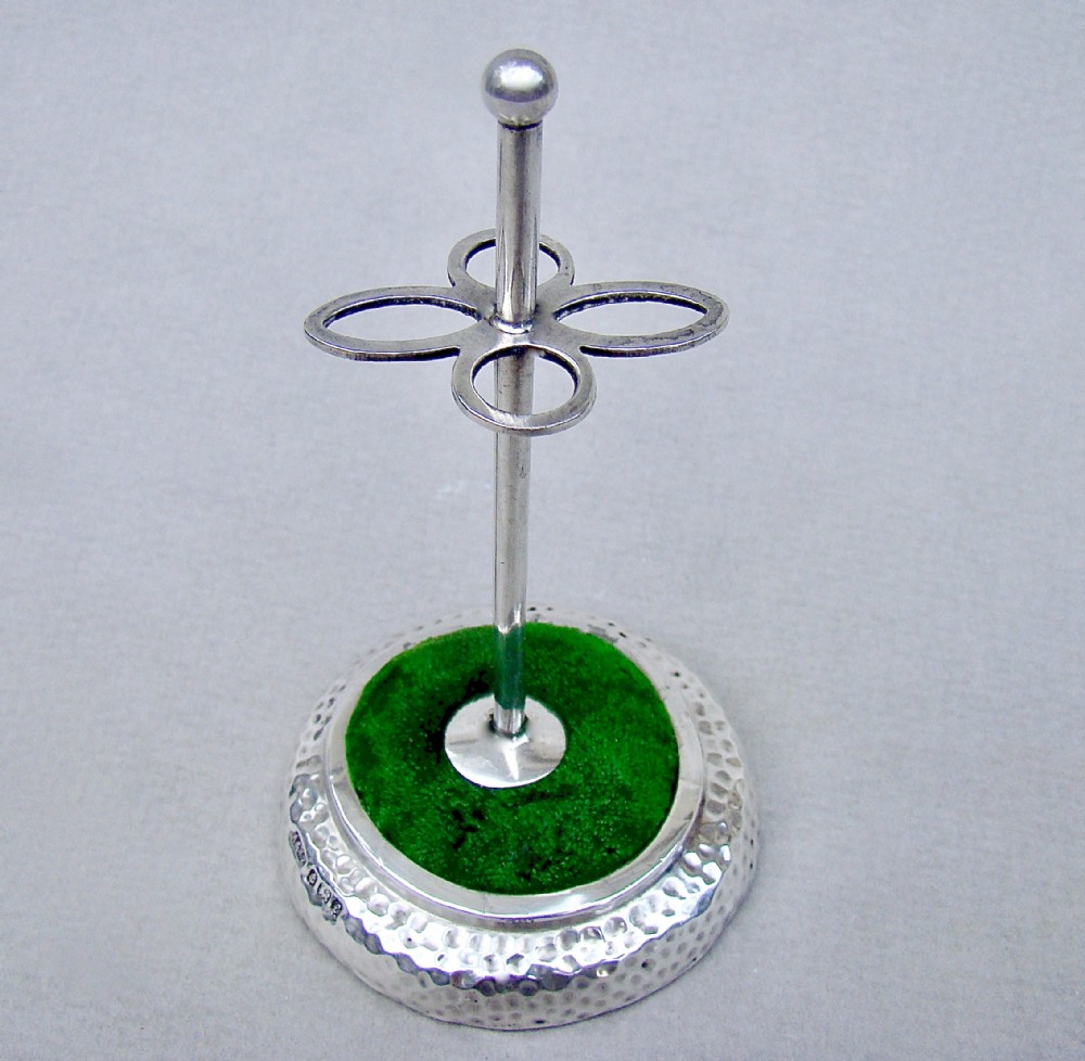 UNUSUAL EDWARDIAN PLANISHED SILVER HAT PIN HOLDER BY A&J ZIMMERMAN, BIRMINGHAM 1905
