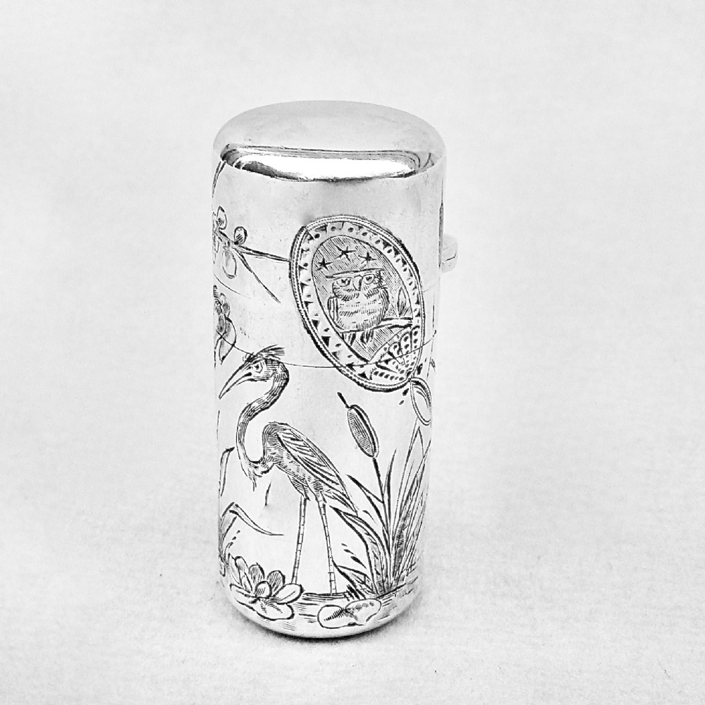 FABULOUS VICTORIAN SILVER AESTHETIC MOVEMENT SCENT BOTTLE BY SAMPSON MORDAN, LONDON 1881
