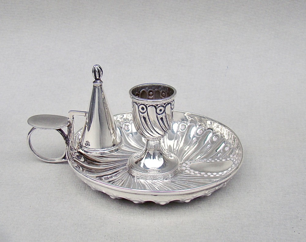DELIGHTFUL VICTORIAN SILVER CHAMBERSTICK BY WILLIAM COMYNS, LONDON 1891