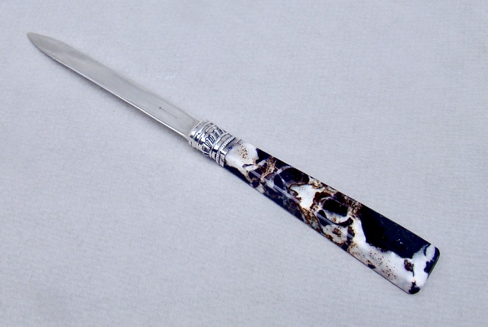 FABULOUS GEORGIAN SOLID SILVER AND AGATE LETTER OPENER, LONDON 1812
