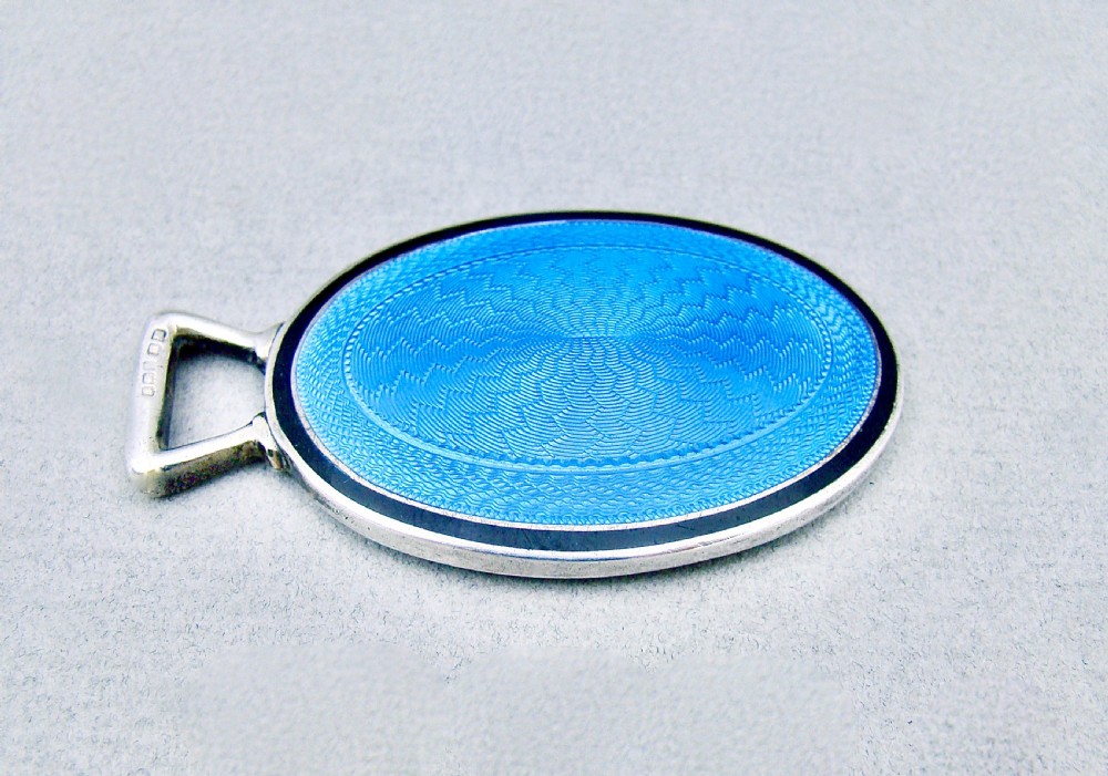 EXQUISITE ART DECO SILVER & ENAMEL PURSE MIRROR BY HENRY MATTHEWS, BIRMINGHAM 1922