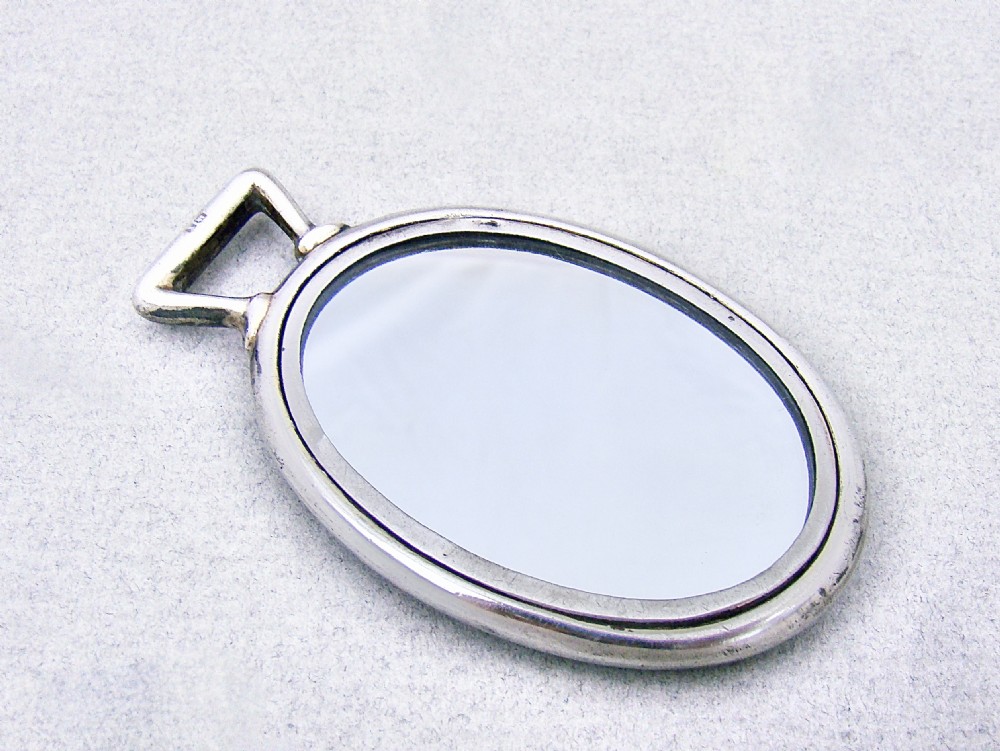 EXQUISITE ART DECO SILVER & ENAMEL PURSE MIRROR BY HENRY MATTHEWS, BIRMINGHAM 1922 View IV