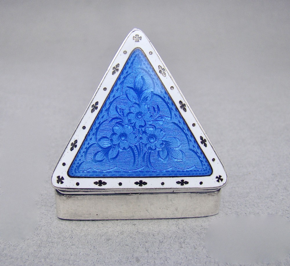 FABULOUS SILVER AND GUILLOCHE ENAMEL PILL BOX BY COHEN & CHARLES, CHESTER 1910