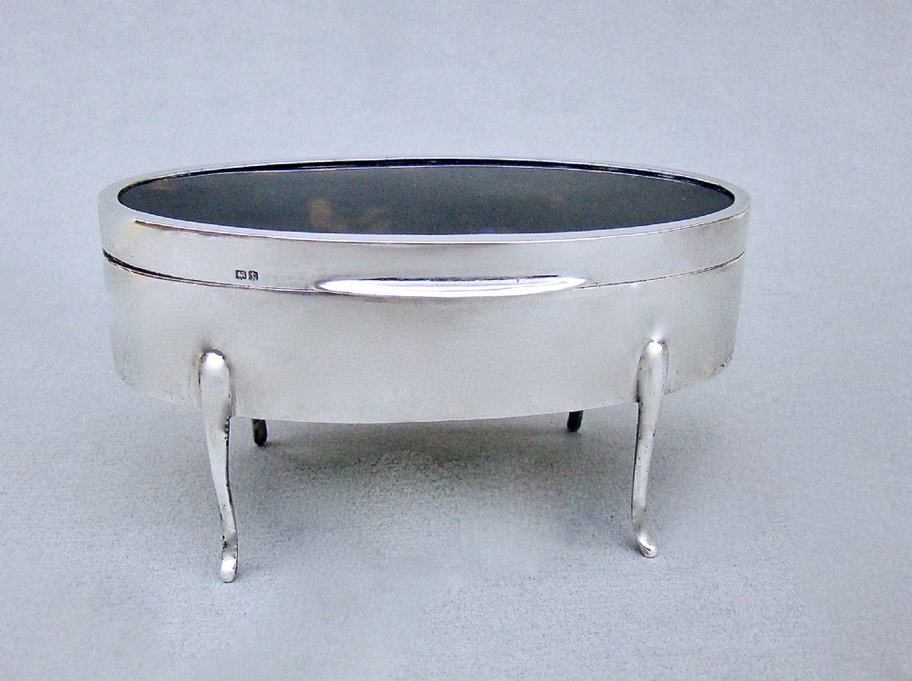 GEORGE V SILVER MOUNTED LARGE SIZE TORTOISESHELL JEWELLERY BOX BY HORTON & ALLDAY, BIRMINGHAM 1918
 View II